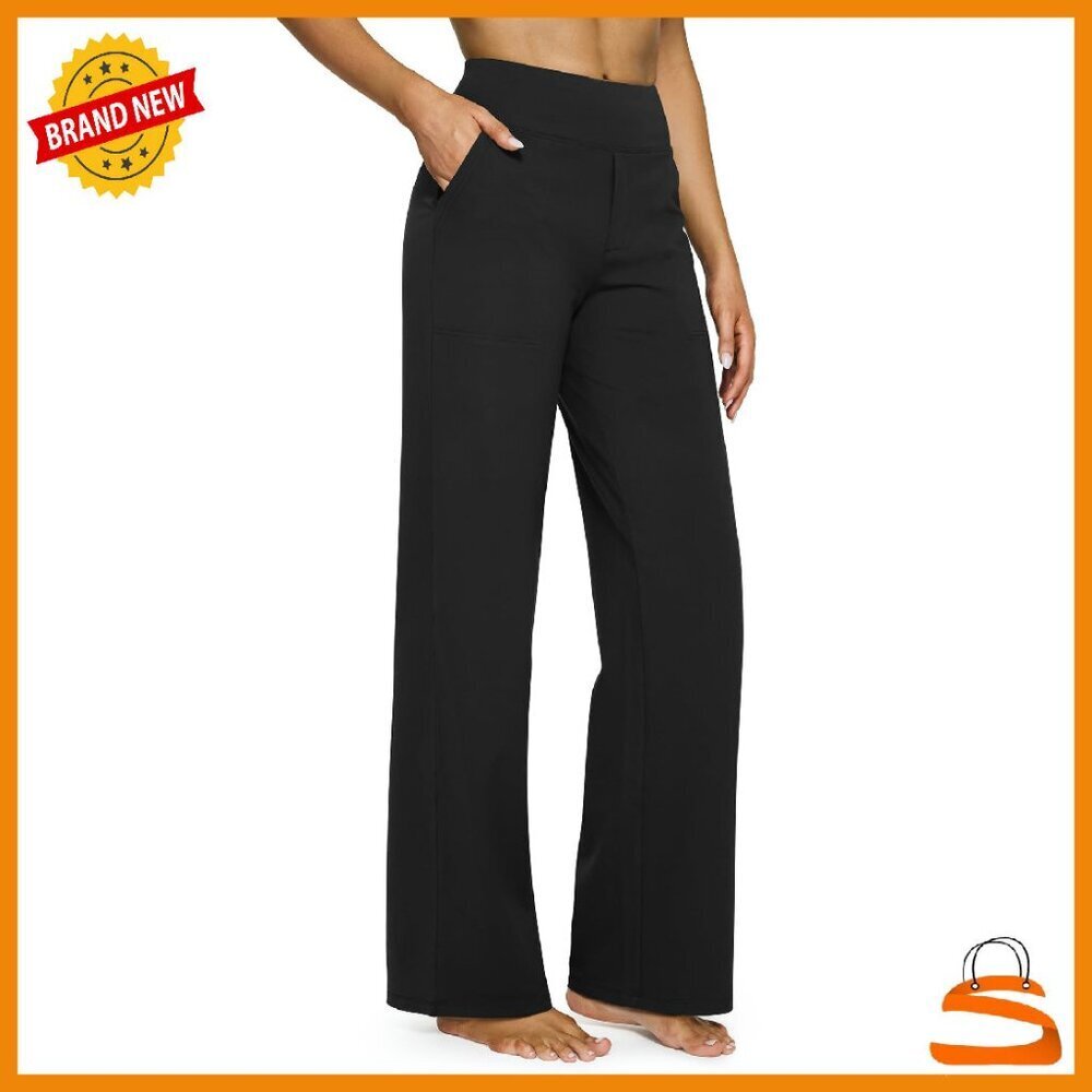 High Waist Wide Leg Yoga Pants with Pockets Stretch Dress Casual Sweatpants